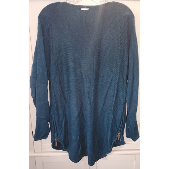 Michael Michael Kors Dark Green Teal Knit Sweater Side Zippers Size Large - Picture 3 of 7